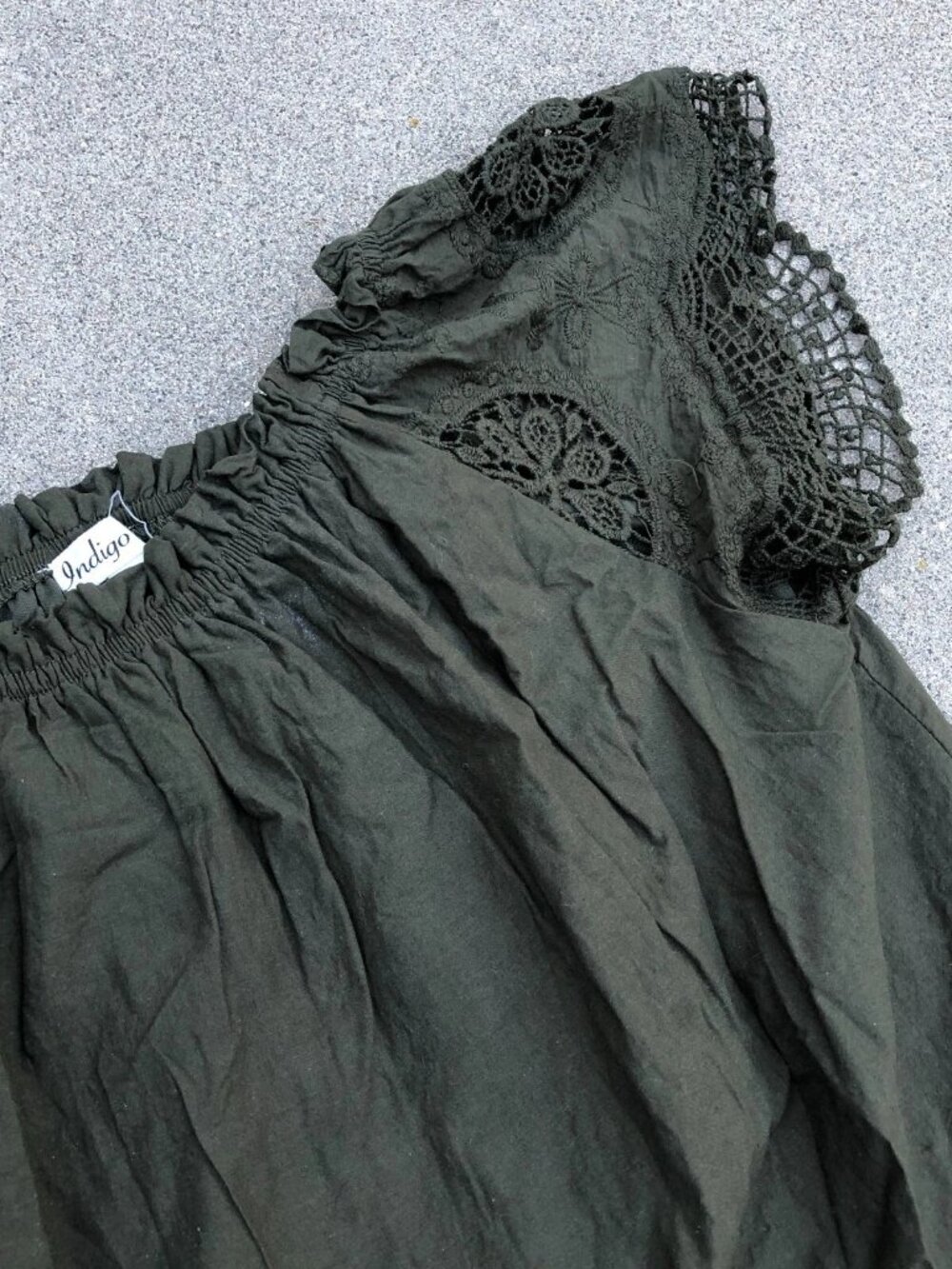 INDIGO Crochet Short Sleeve Dress Women's 2X Green Boho Short - Picture 4 of 10